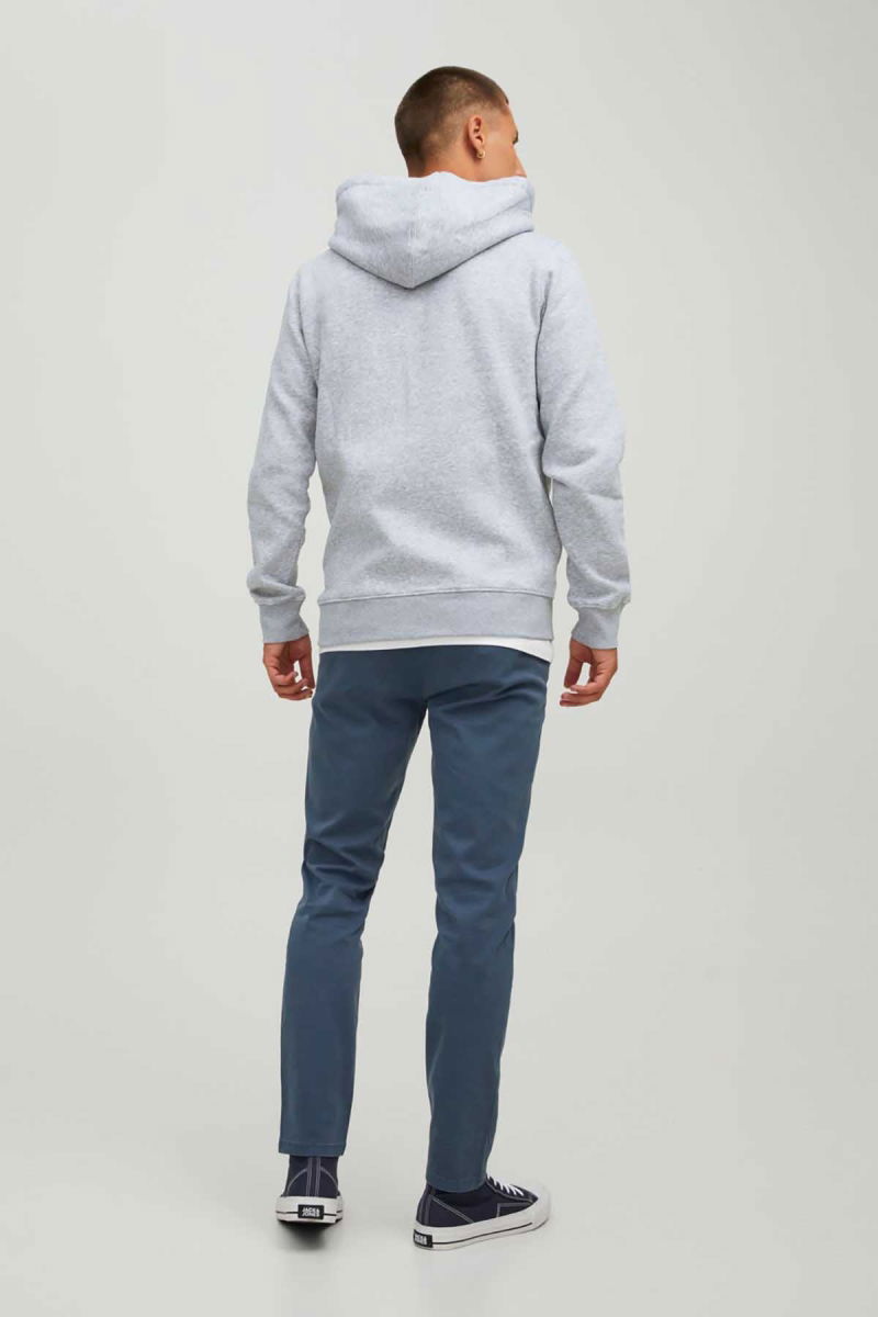 Jack & Jones Erkek Jjestar Çift Cepli Fermuar Kapamalı Kapüşonlu Sweatshirt 12210830 Açık Gri - 5