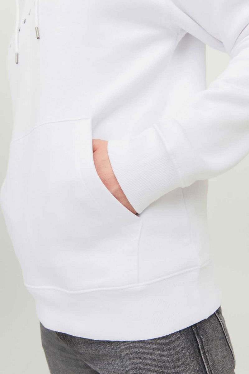 Jack & Jones Erkek Jjestar Kanguru Cepli Kapüşonlu Sweatshirt 12233972 Beyaz - 4