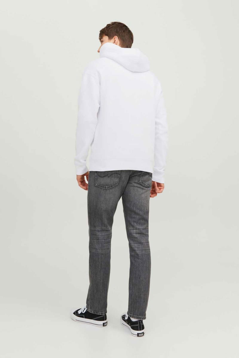 Jack & Jones Erkek Jjestar Kanguru Cepli Kapüşonlu Sweatshirt 12233972 Beyaz - 5