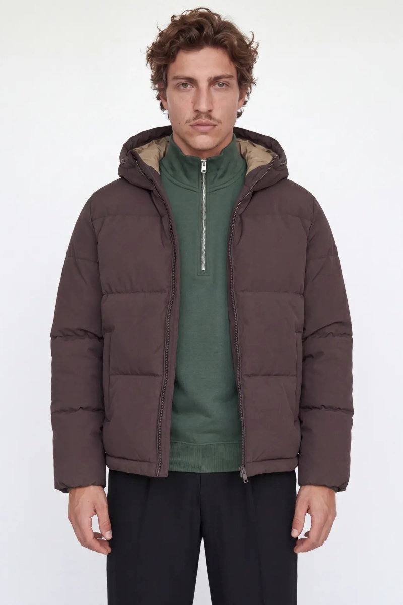 Jack & Jones Erkek Jjgalaxy Kapüşonlu Şişme Mont 12303930 Kahverengi - Jack & Jones