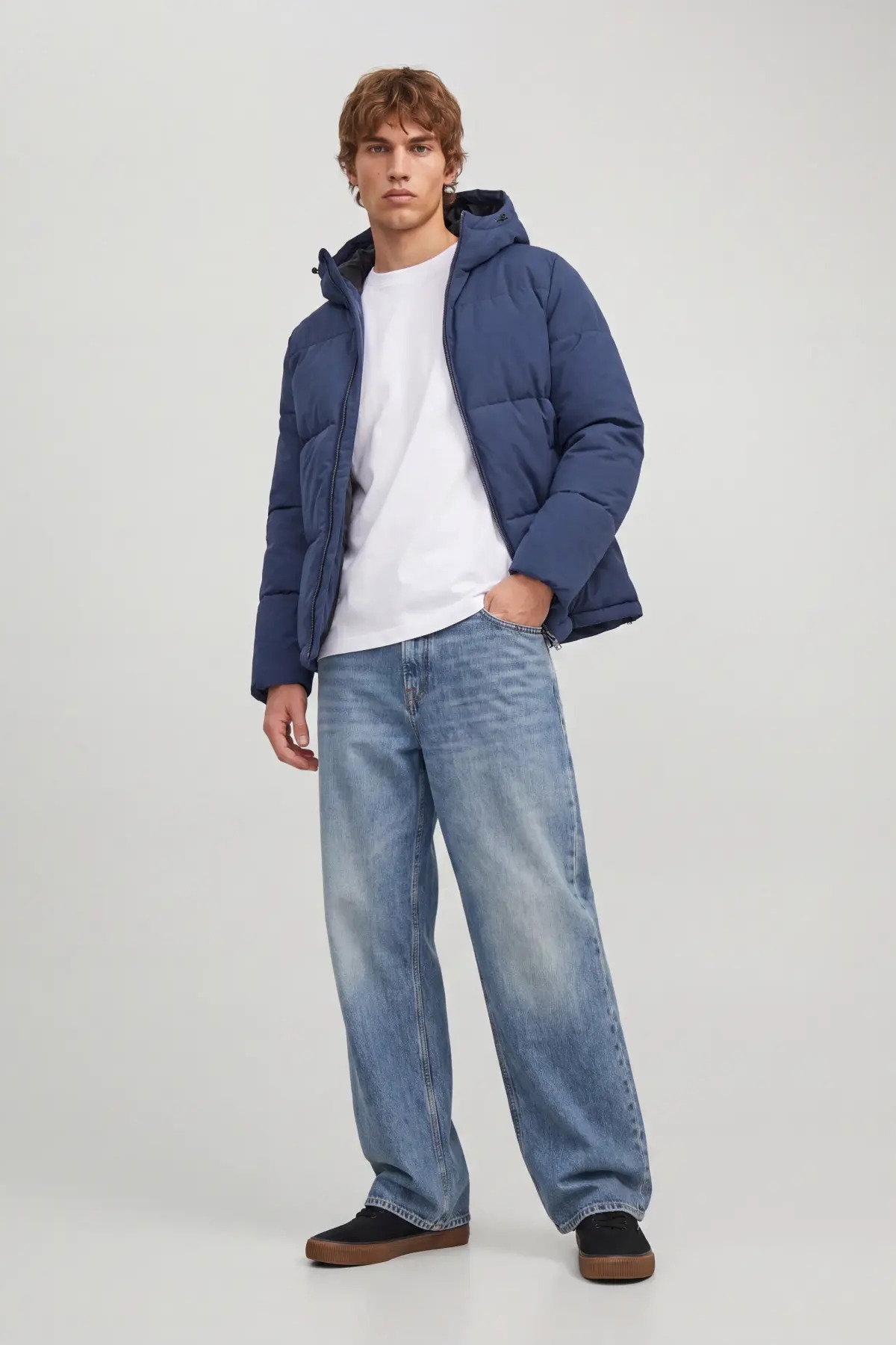 Jack & Jones Erkek Jjgalaxy Kapüşonlu Şişme Mont 12303930 Lacivert - 1