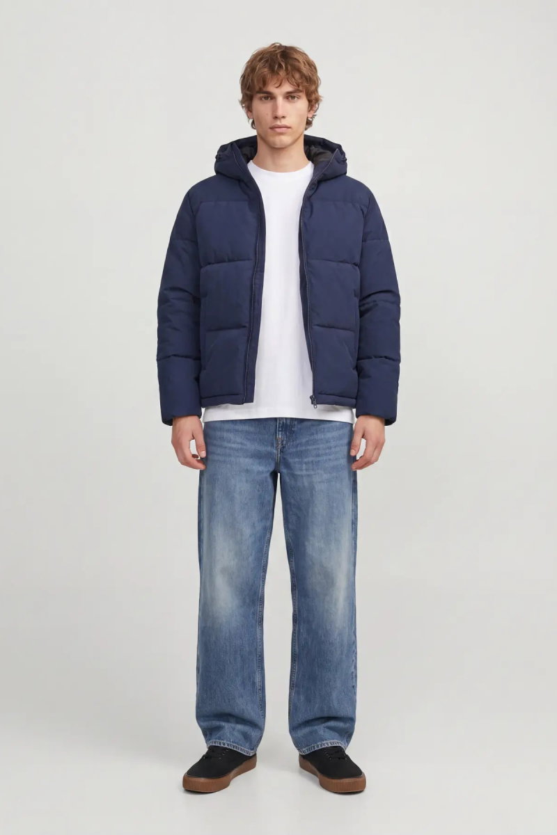 Jack & Jones Erkek Jjgalaxy Kapüşonlu Şişme Mont 12303930 Lacivert - 4
