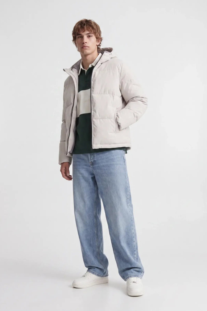 Jack & Jones Erkek Jjgalaxy Kapüşonlu Şişme Mont 12303930 Taş - Jack & Jones