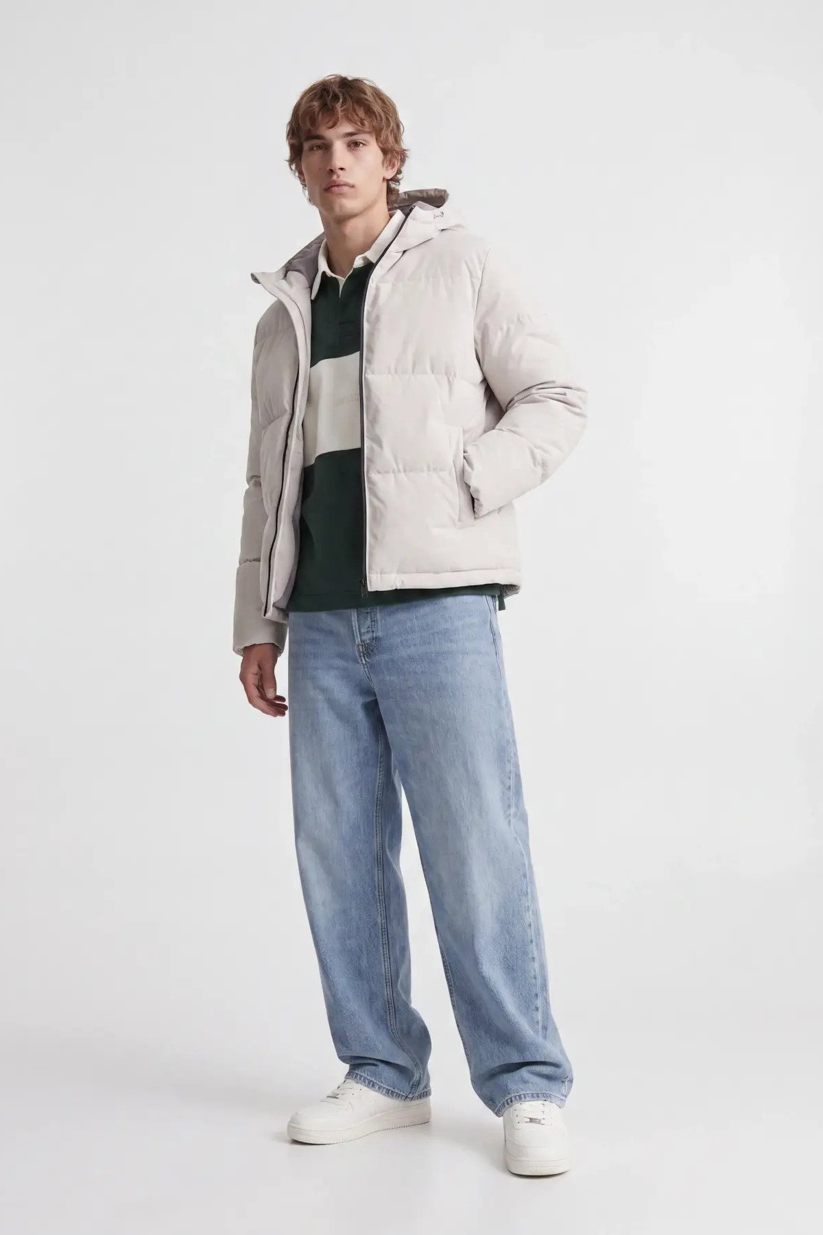 Jack & Jones Erkek Jjgalaxy Kapüşonlu Şişme Mont 12303930 Taş - 1