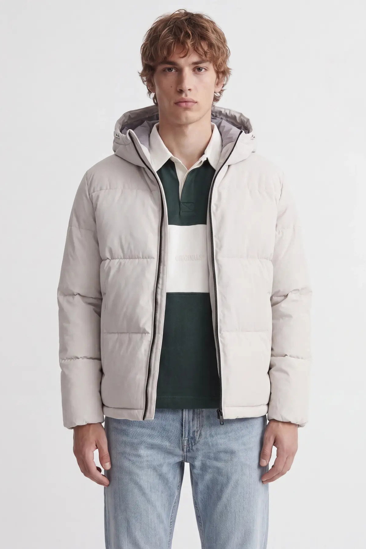 Jack & Jones Erkek Jjgalaxy Kapüşonlu Şişme Mont 12303930 Taş - 2