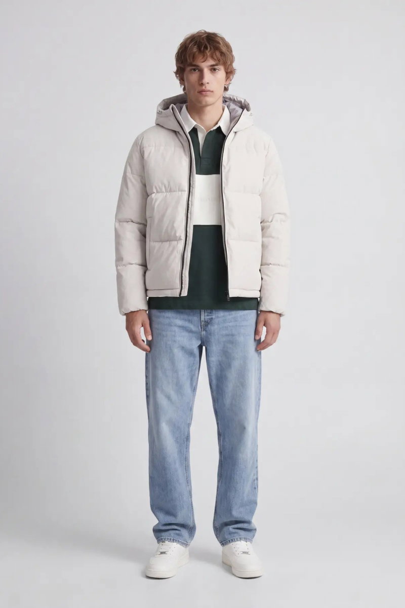 Jack & Jones Erkek Jjgalaxy Kapüşonlu Şişme Mont 12303930 Taş - 3