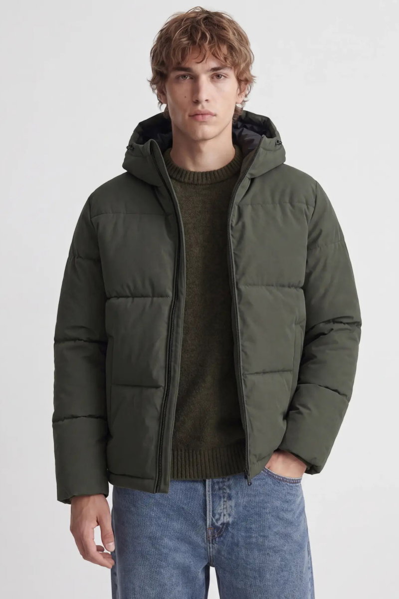 Jack & Jones Erkek Jjgalaxy Kapüşonlu Şişme Mont 12303930 Yeşil - 2