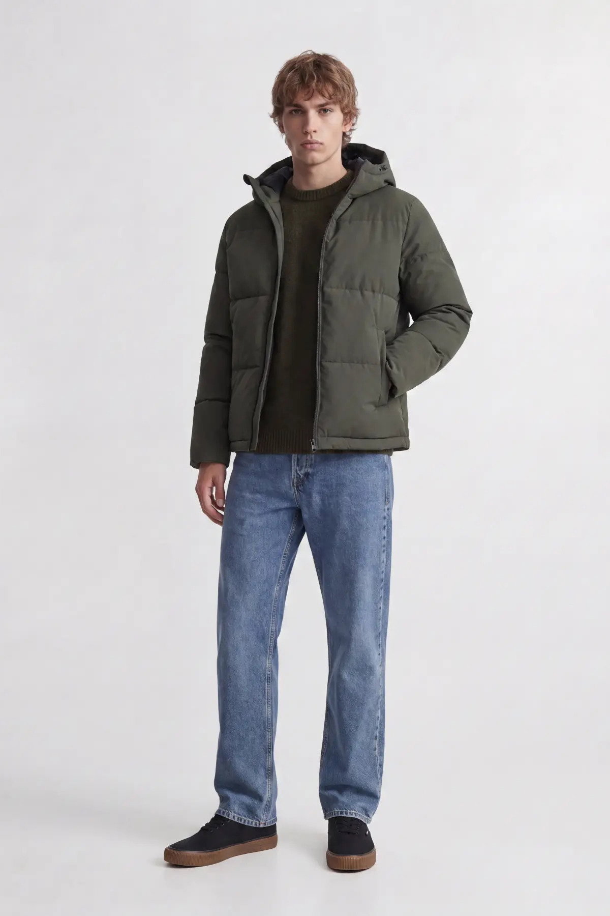 Jack & Jones Erkek Jjgalaxy Kapüşonlu Şişme Mont 12303930 Yeşil - 3