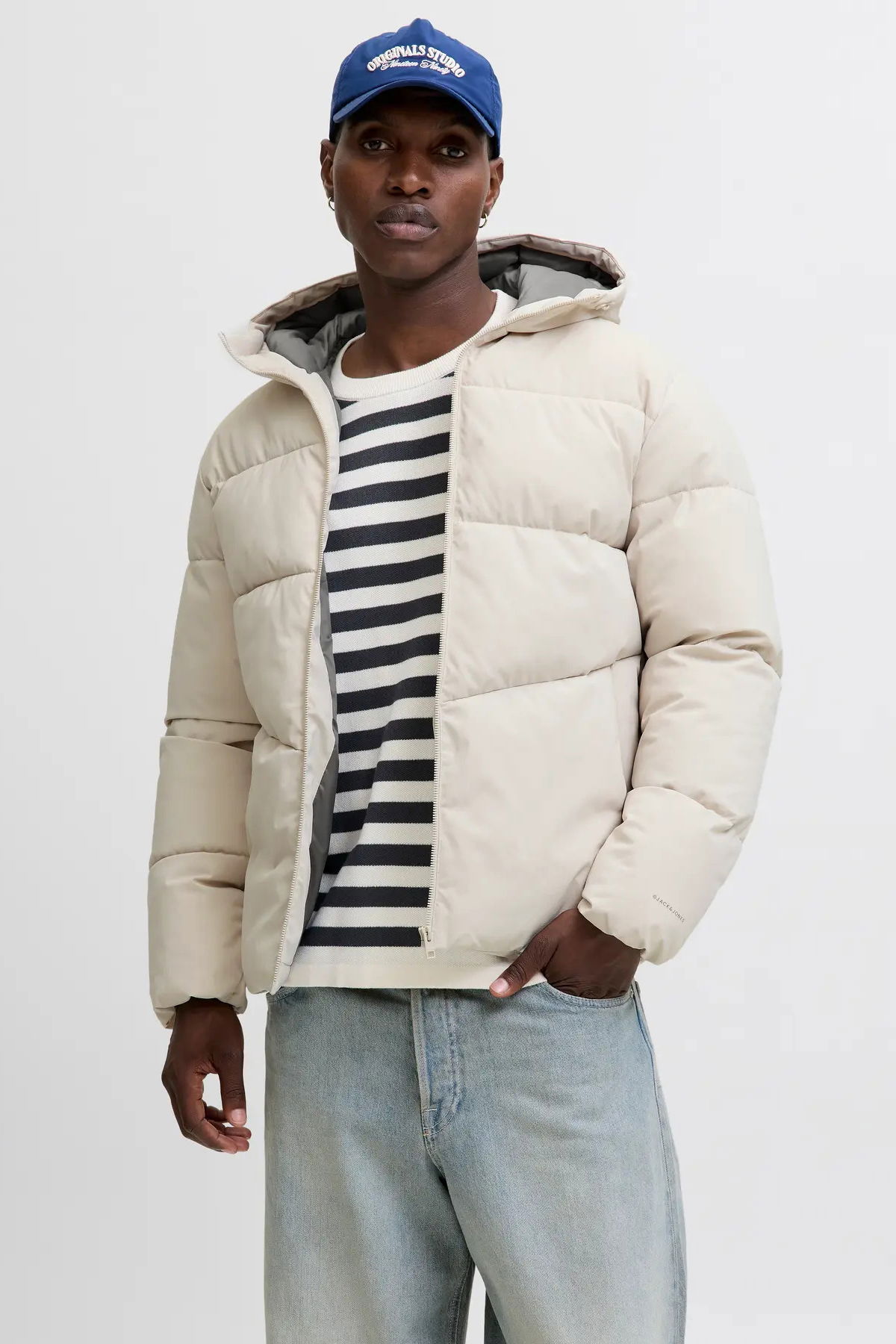 Jack & Jones Erkek Jjglobal Kapüşonlu Şişme Mont 12283517 Ekru - 1