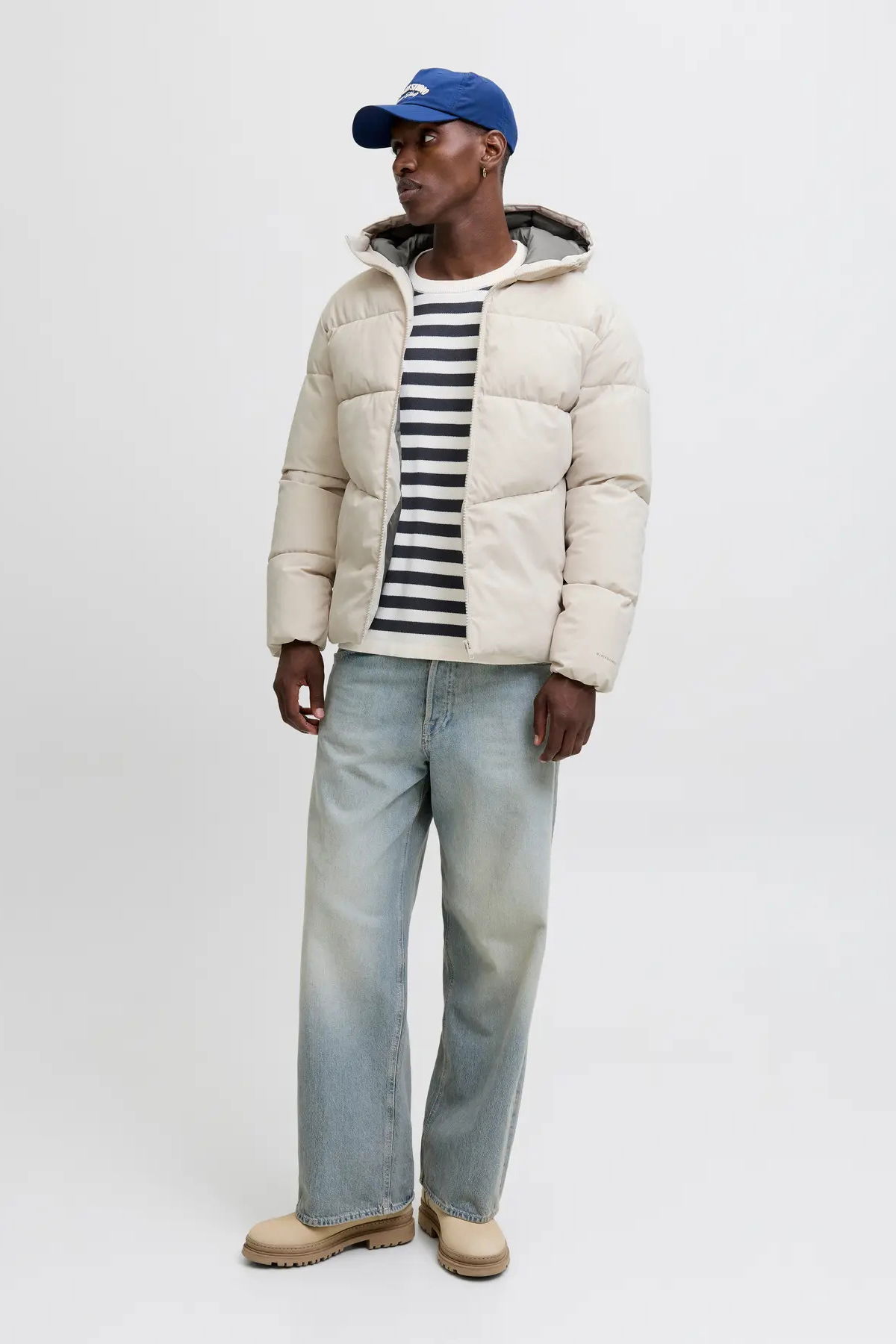 Jack & Jones Erkek Jjglobal Kapüşonlu Şişme Mont 12283517 Ekru - 2