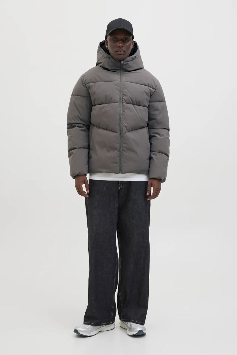 Jack & Jones Erkek Jjglobal Kapüşonlu Şişme Mont 12283517 Gri - 1