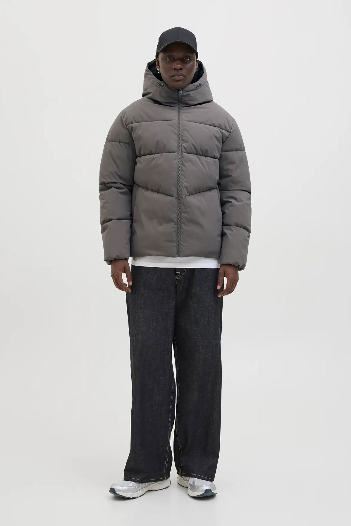 Jack & Jones Erkek Jjglobal Kapüşonlu Şişme Mont 12283517 Gri - 1