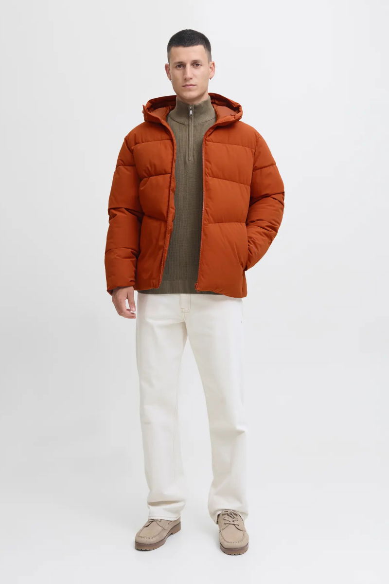 Jack & Jones Erkek Jjglobal Kapüşonlu Şişme Mont 12283517 Kiremit - 2