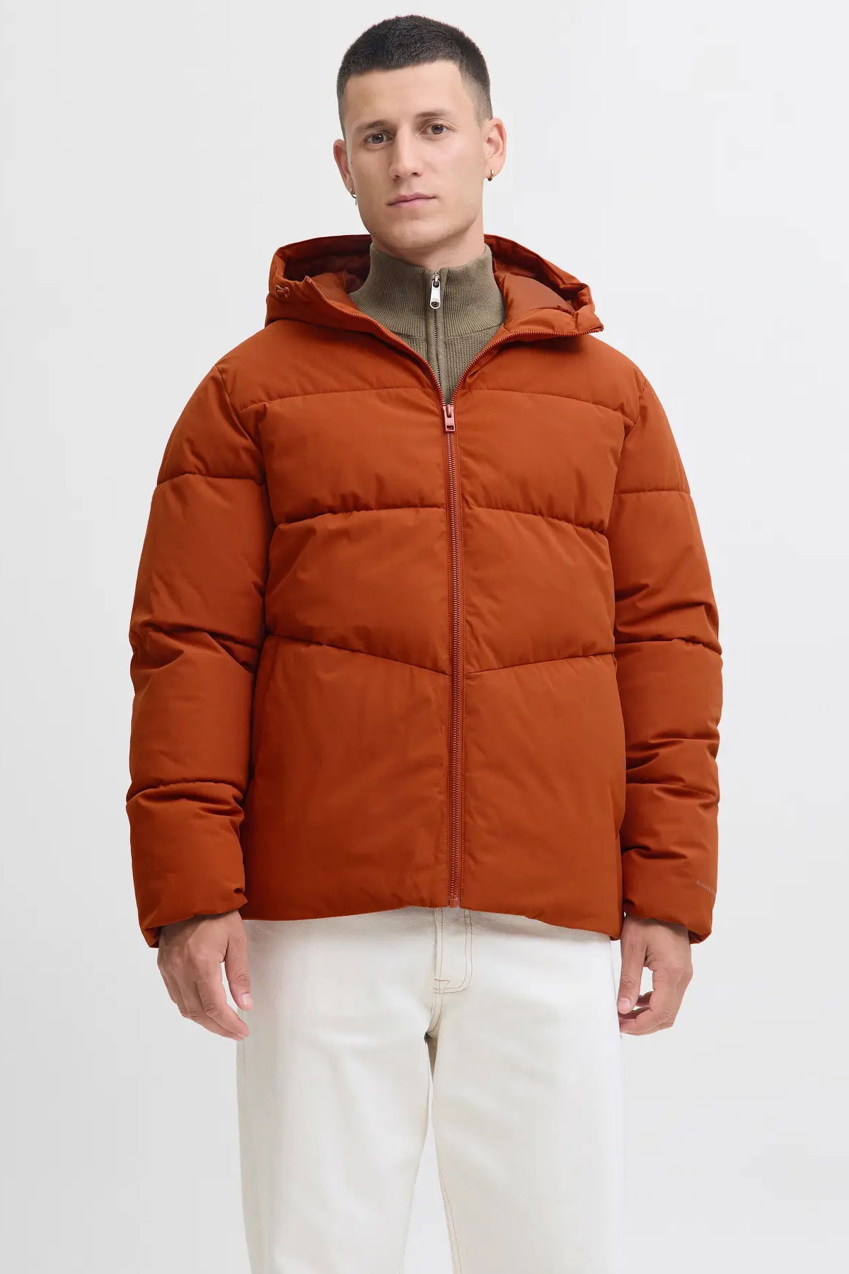 Jack & Jones Erkek Jjglobal Kapüşonlu Şişme Mont 12283517 Kiremit - 4
