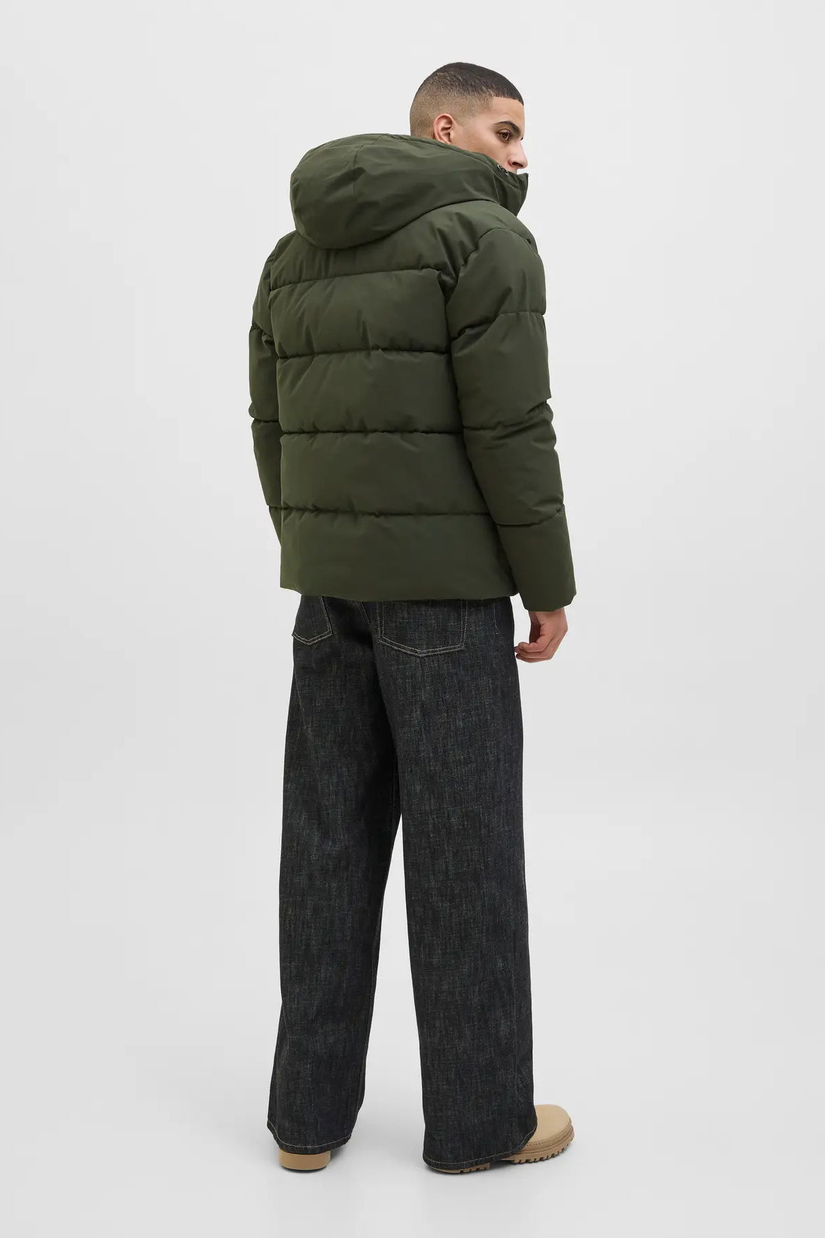 Jack & Jones Erkek Jjglobal Kapüşonlu Şişme Mont 12283517 Koyu Yeşil - 5