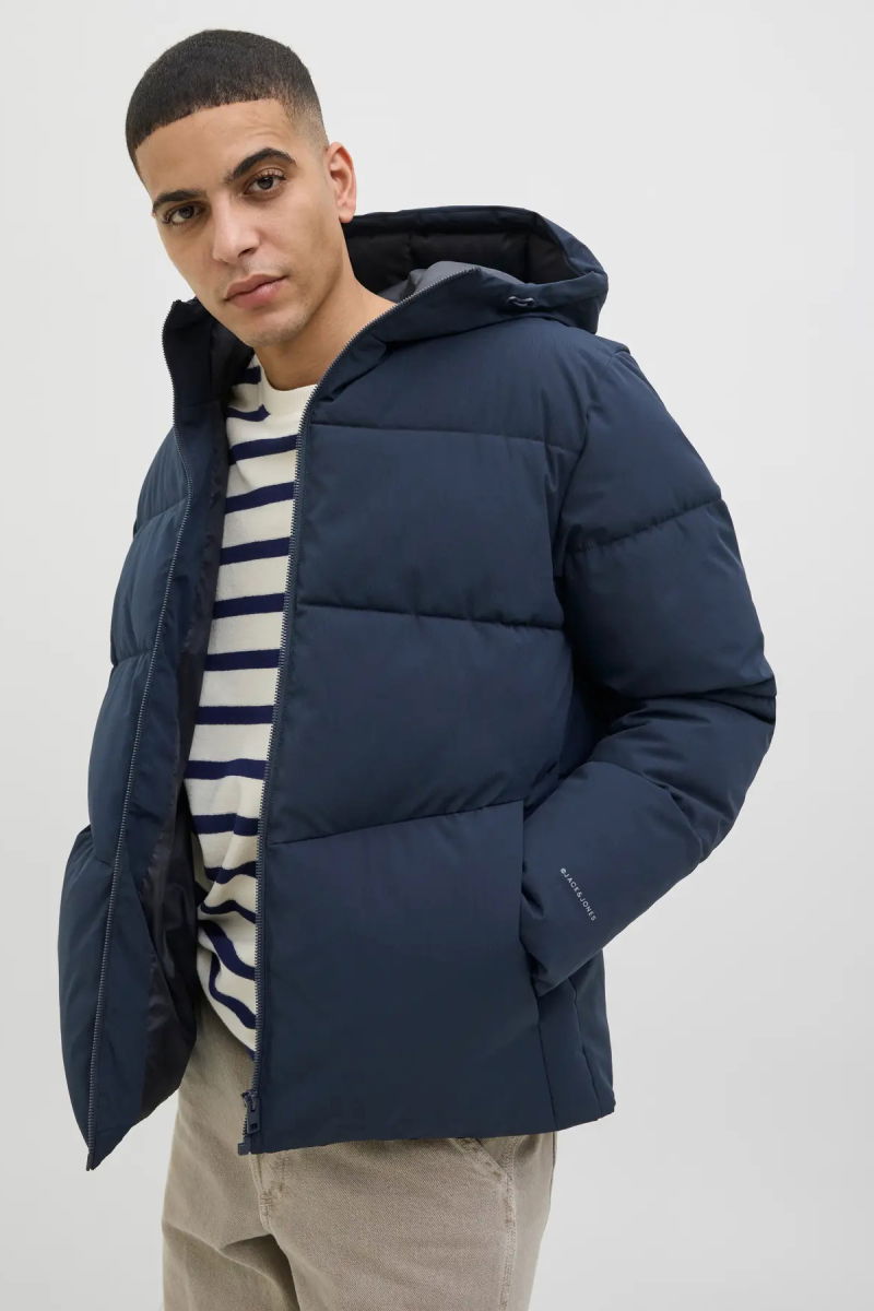 Jack & Jones Erkek Jjglobal Kapüşonlu Şişme Mont 12283517 Lacivert - 1
