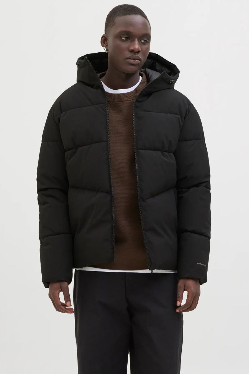 Jack & Jones Erkek Jjglobal Kapüşonlu Şişme Mont 12283517 Siyah - 1