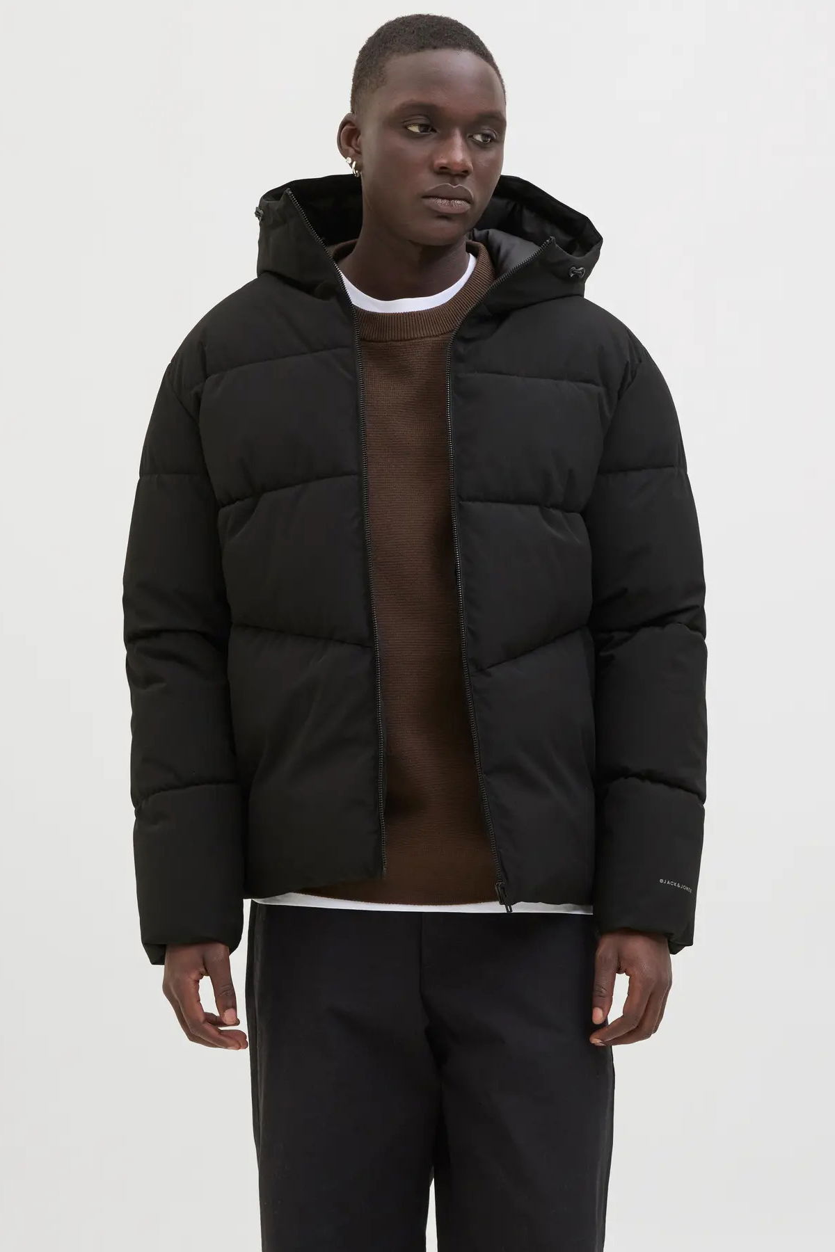 Jack & Jones Erkek Jjglobal Kapüşonlu Şişme Mont 12283517 Siyah - 1