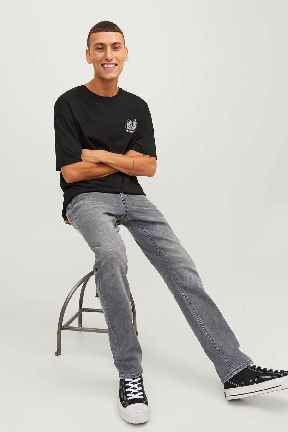 Jack & Jones Erkek Jjıglenn Düşük Bel Slim Fit Jean Pantolon 12243599 Siyah - 1