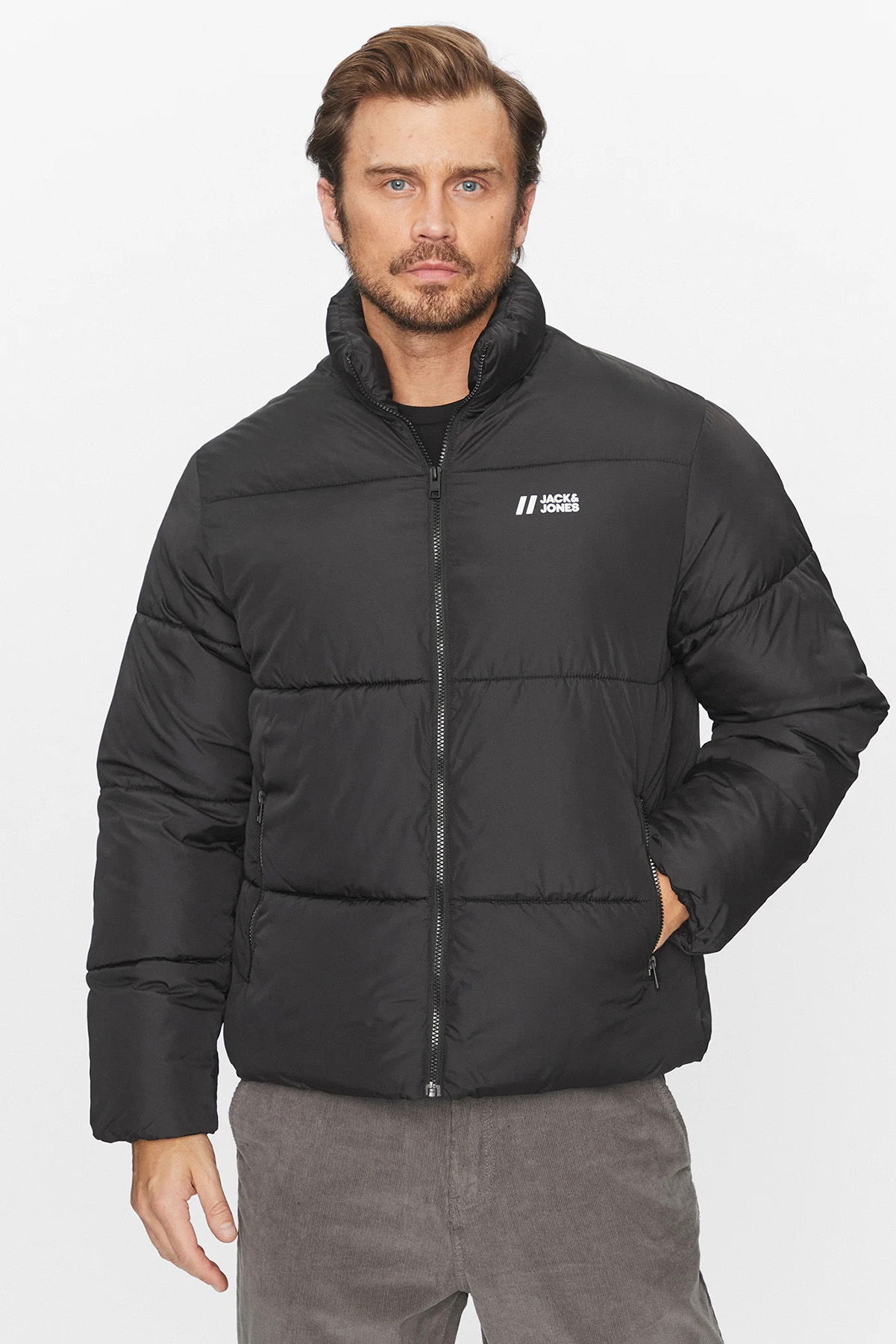 Jack & Jones Erkek Jjmax Dik Yaka Puffer Mont 12238745 Siyah - 1