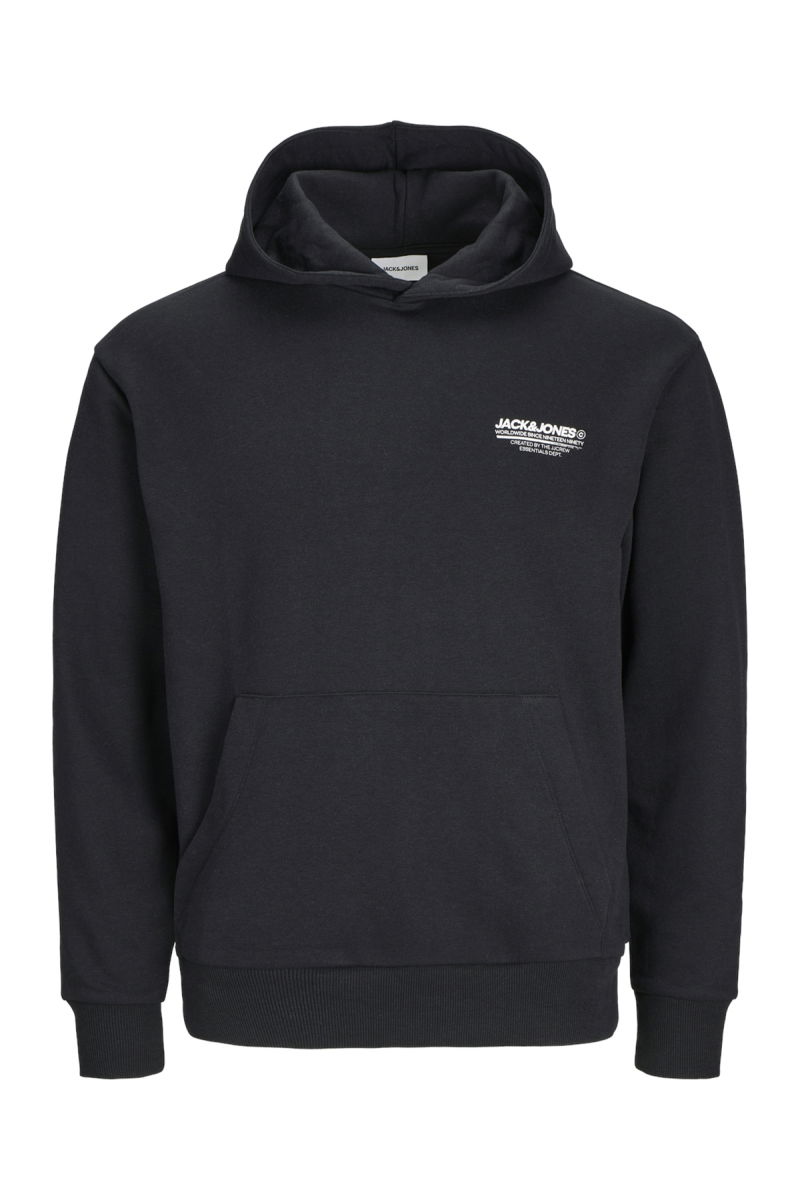 Jack & Jones Erkek Jjolıve Kanguru Cepli Kapüşonlu Sweatshirt 12256833 Siyah 