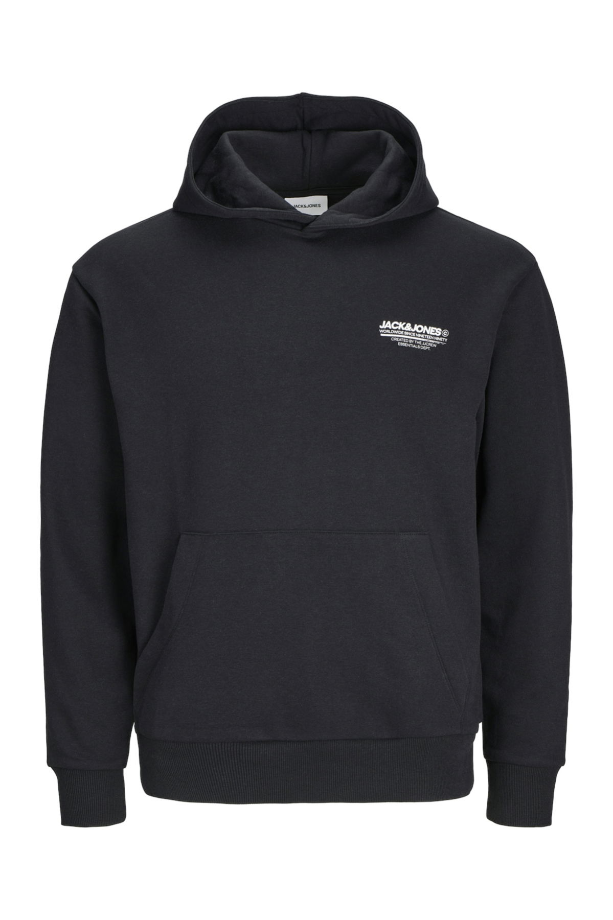 Jack & Jones Erkek Jjolıve Kanguru Cepli Kapüşonlu Sweatshirt 12256833 Siyah - 1