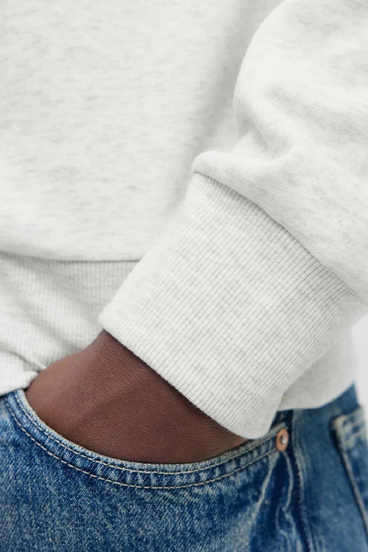 Jack & Jones Erkek Jjpan Bisiklet Yaka Logo Detaylı Sweatshirt 12310759 Gri Melanj - 3