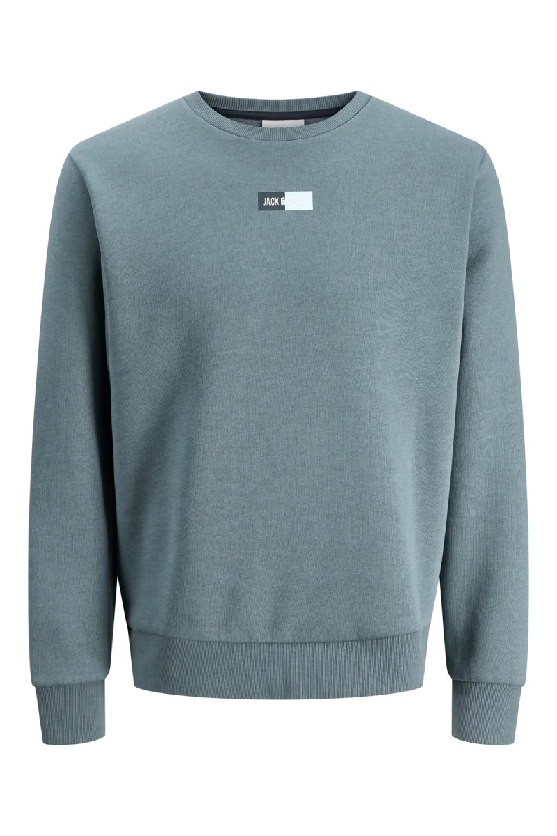 Jack & Jones Erkek Jjpan Bisiklet Yaka Logo Detaylı Sweatshirt 12310759 Havacı - Jack & Jones