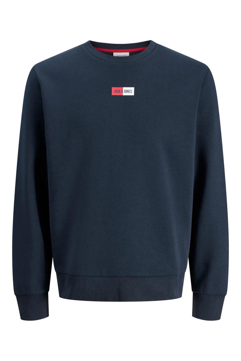 Jack & Jones Erkek Jjpan Bisiklet Yaka Logo Detaylı Sweatshirt 12310759 Lacivert - Jack & Jones