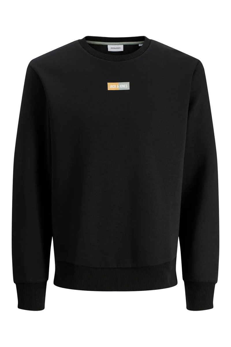 Jack & Jones Erkek Jjpan Bisiklet Yaka Logo Detaylı Sweatshirt 12310759 Siyah - Jack & Jones
