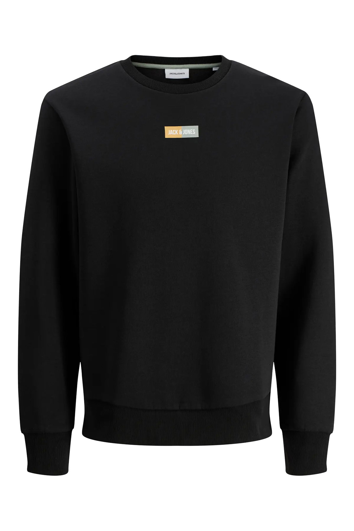 Jack & Jones Erkek Jjpan Bisiklet Yaka Logo Detaylı Sweatshirt 12310759 Siyah - 1