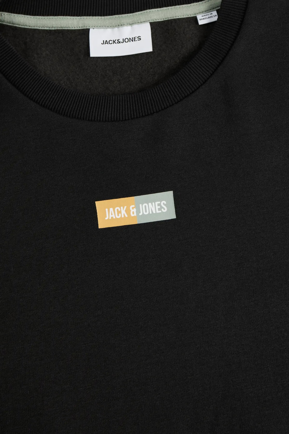 Jack & Jones Erkek Jjpan Bisiklet Yaka Logo Detaylı Sweatshirt 12310759 Siyah - 4