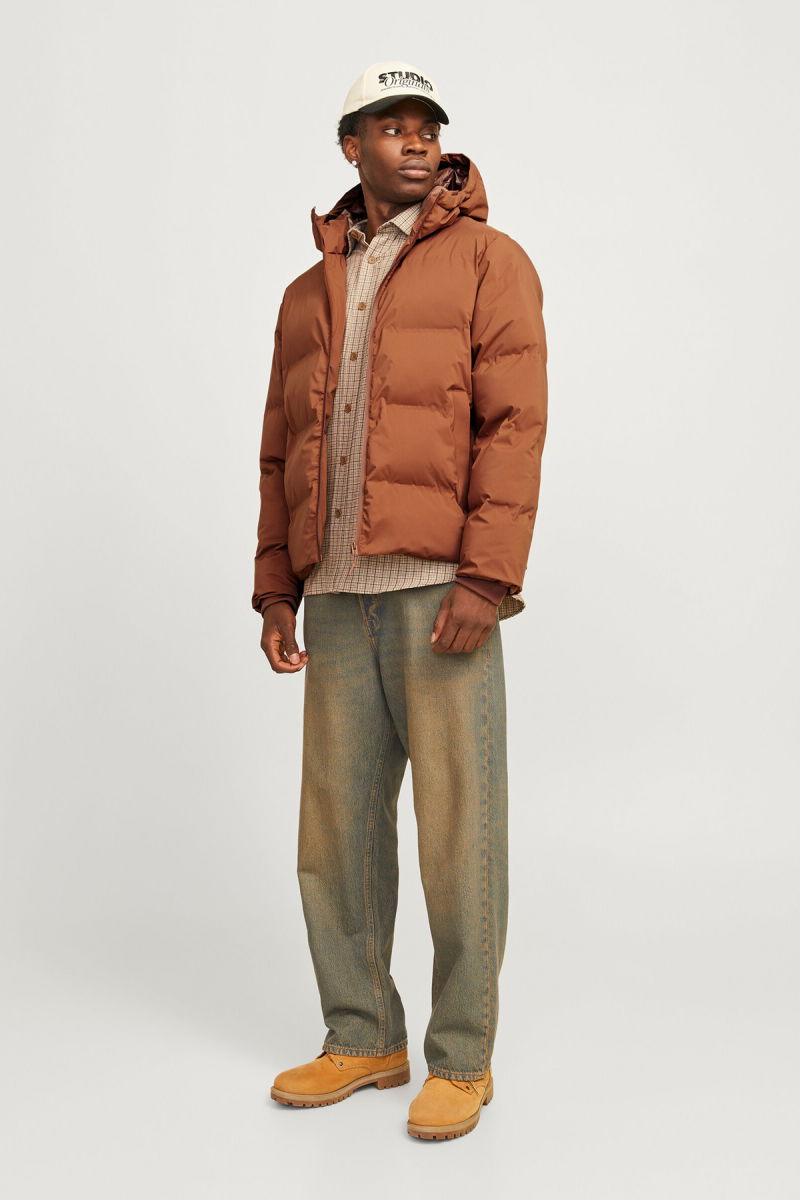 Jack & Jones Erkek Jjpayne Kapüşonlu Rüzgar Geçirmez Puffer Mont 12256887 Bisküvi - 2