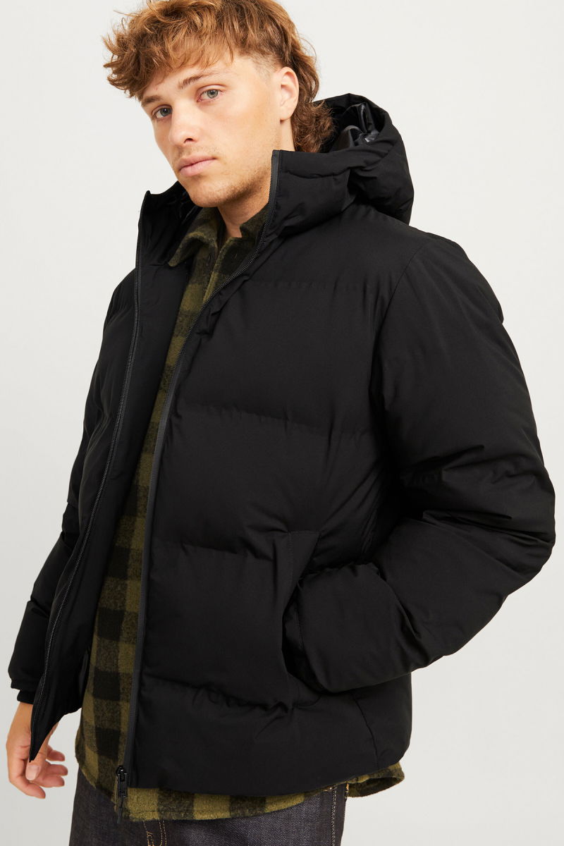 Jack & Jones Erkek Jjpayne Kapüşonlu Rüzgar Geçirmez Puffer Mont 12256887 Siyah - 1