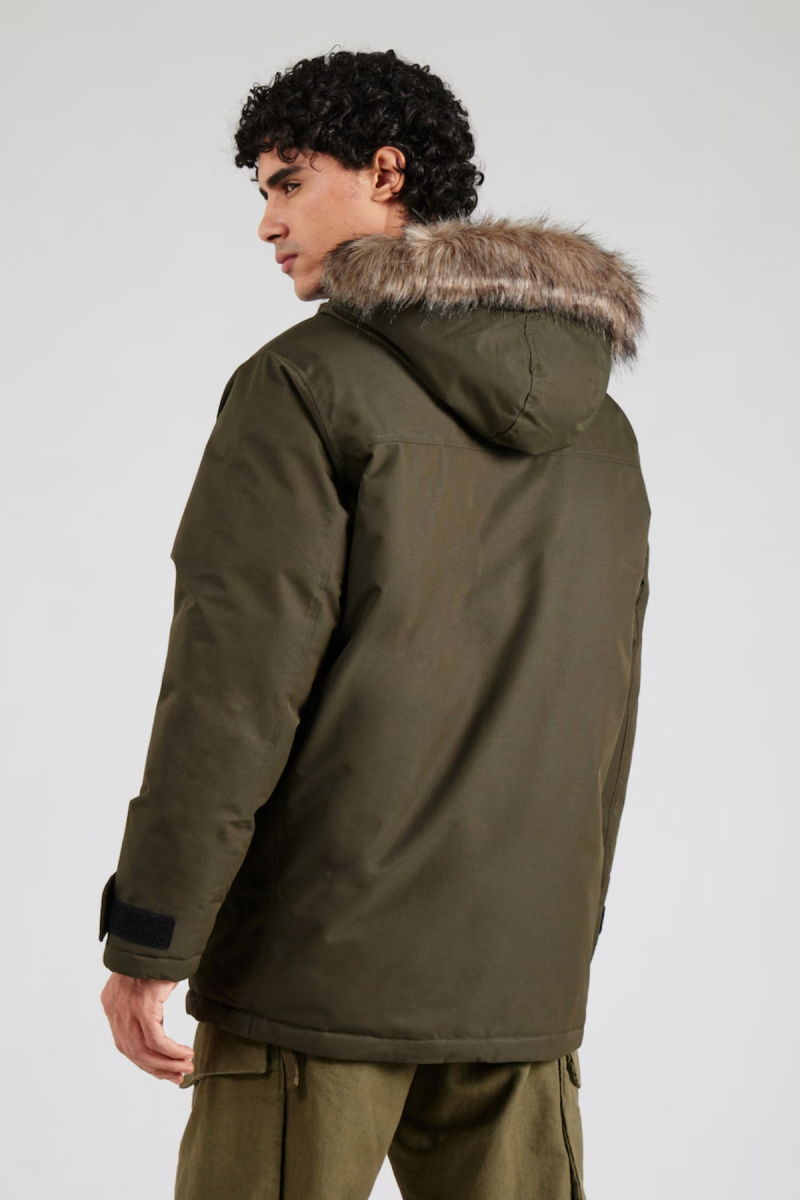 Jack & Jones Erkek Jjstar Rüzgar Geçirmez Kapüşonu Kürklü Parka 12256892 Yeşil - 4