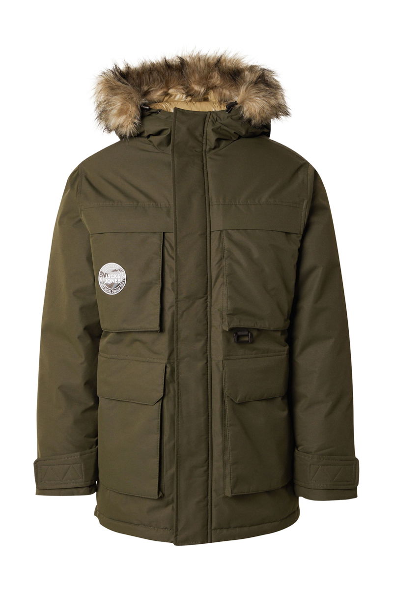 Jack & Jones Erkek Jjstar Rüzgar Geçirmez Kapüşonu Kürklü Parka 12256892 Yeşil - 5