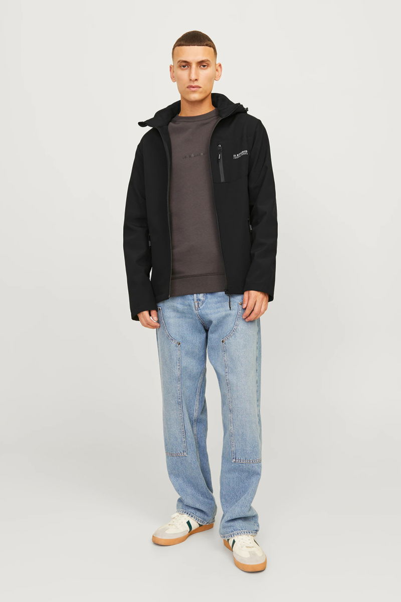 Jack & Jones Erkek Jjtaylor Kapüşonlu Suya Dayanıklı Softshell Mont 12259615 Siyah - 4