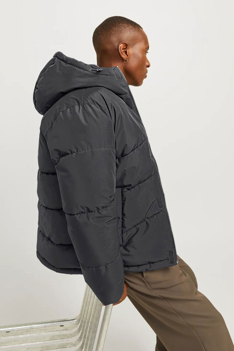 Jack & Jones Erkek Jjworld Kapüşonlu Puffer Mont 12259850 Asfalt - 1