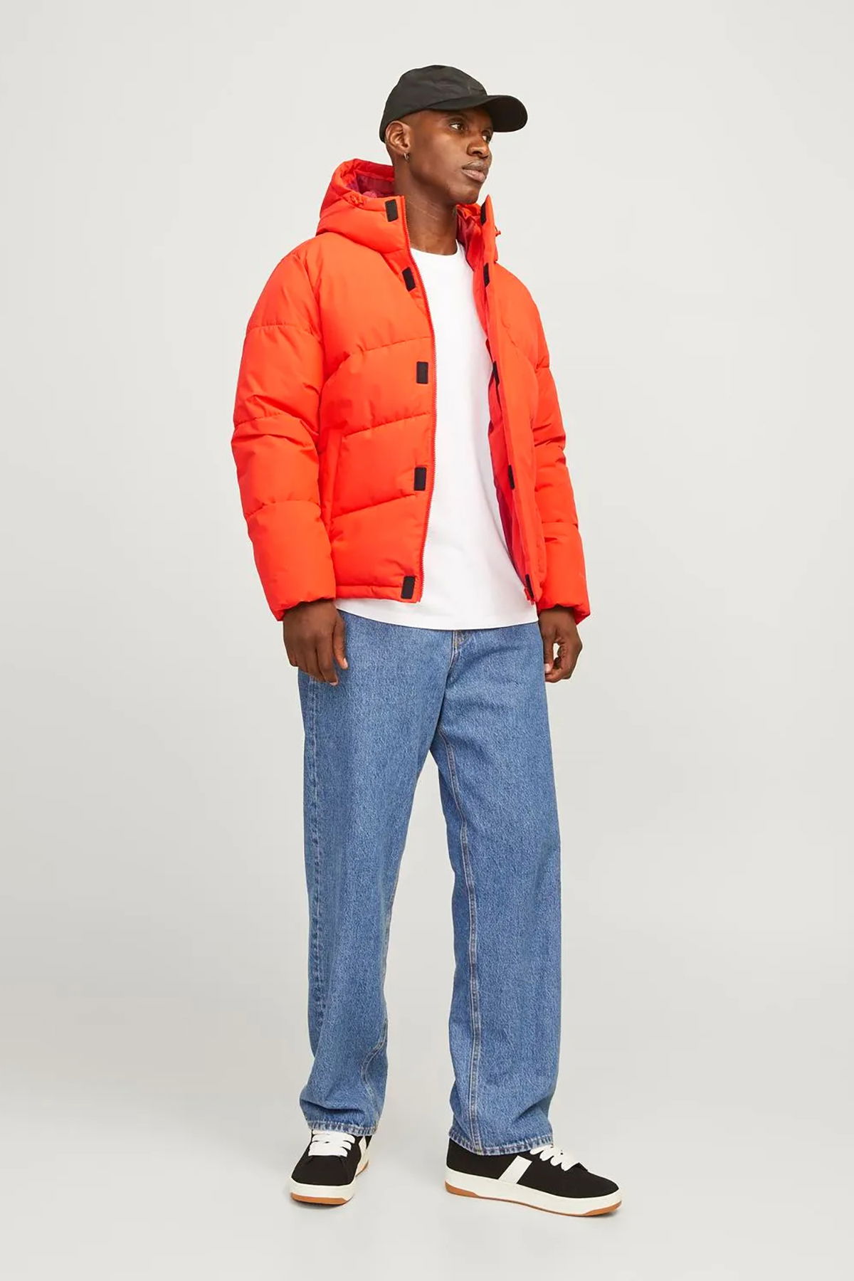 Jack & Jones Erkek Jjworld Kapüşonlu Puffer Mont 12259850 Turuncu - 3