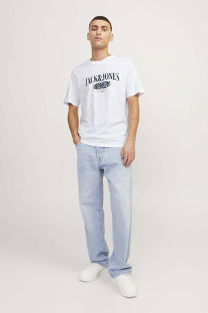 Jack & Jones Erkek Jorcobın Baskı ve Yazı Detaylı Bisiklet Yaka T-Shirt 12250411 Beyaz - 3