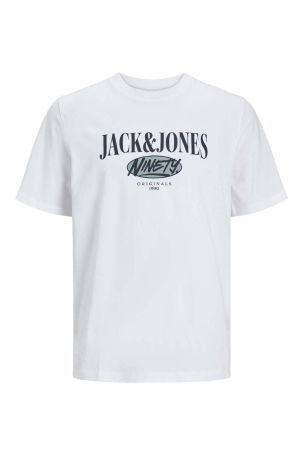 Jack & Jones Erkek Jorcobın Baskı ve Yazı Detaylı Bisiklet Yaka T-Shirt 12250411 Beyaz - 5