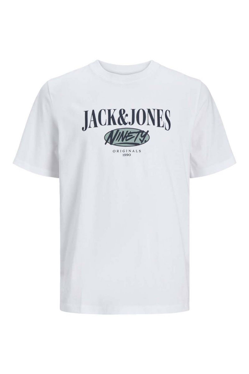 Jack & Jones Erkek Jorcobın Baskı ve Yazı Detaylı Bisiklet Yaka T-Shirt 12250411 Beyaz - 5