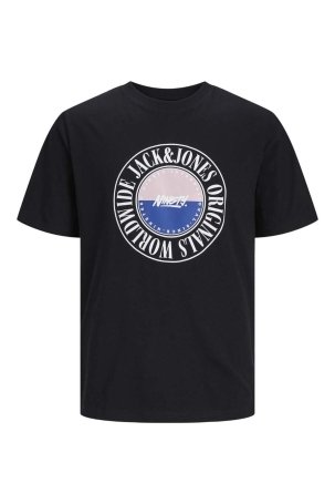 Jack & Jones Erkek Jorcobın Baskı ve Yazı Detaylı Bisiklet Yaka T-Shirt 12250411 Siyah - 5
