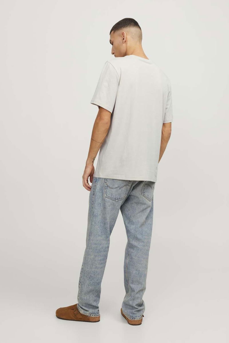 Jack & Jones Erkek Jorcobın Baskı ve Yazı Detaylı Bisiklet Yaka T-Shirt 12250411 Taş - 4