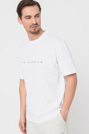 Jack & Jones Erkek Joreaster Baskı Detaylı Yuvarlak Yaka Pamuk T-Shirt 12251966 Beyaz - 1