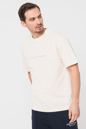 Jack & Jones Erkek Joreaster Baskı Detaylı Yuvarlak Yaka Pamuk T-Shirt 12251966 Krem 