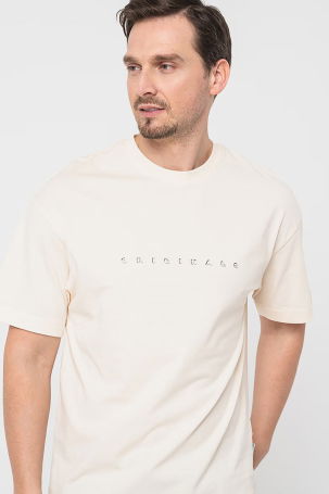 Jack & Jones Erkek Joreaster Baskı Detaylı Yuvarlak Yaka Pamuk T-Shirt 12251966 Krem - 2