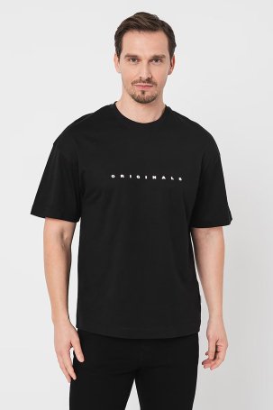 Jack & Jones Erkek Joreaster Baskı Detaylı Yuvarlak Yaka Pamuk T-Shirt 12251966 Siyah - 3