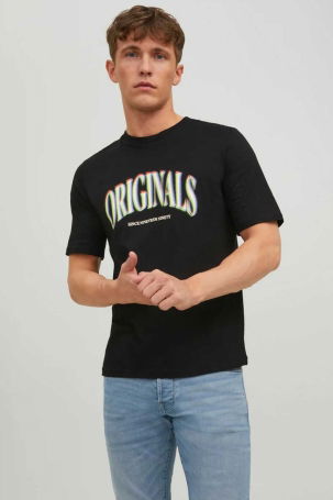 Jack & Jones Erkek Joreuphori Baskı Detaylı T-Shirt 12232256 Siyah - 1