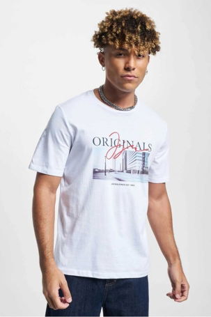 Jack & Jones Erkek Jorjoshua Baskı Detaylı Bisiklet Yaka T-Shirt 12228257 Beyaz - 1